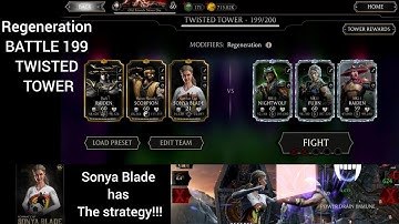 Mk mobile.I use Sonya blade to defeat battle 199 of twisted tower#mkmobile#mortalkombat#twistedtower