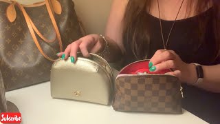What’s in my Louis Vuitton Cosmetic PM with Coach Julienne Comparison || Always Sophie