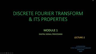 Discrete Fourier Transform Part-2 | DSP | Krishnaveni D