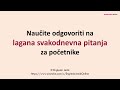 Naučite odgovoriti na lagana svakodnevna pitanja za početnike | Engleski jezik