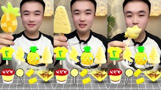 Eating ice cream emoji durian flavor Have crispy voice yummy very mukbang asmr