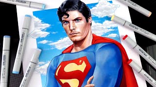 Drawing Superman - Christopher Reeve with Copic Markers