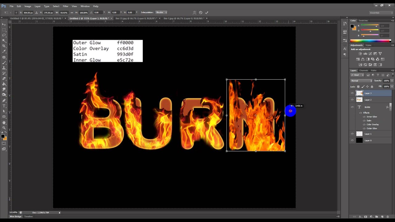 Fire text effect in photoshop