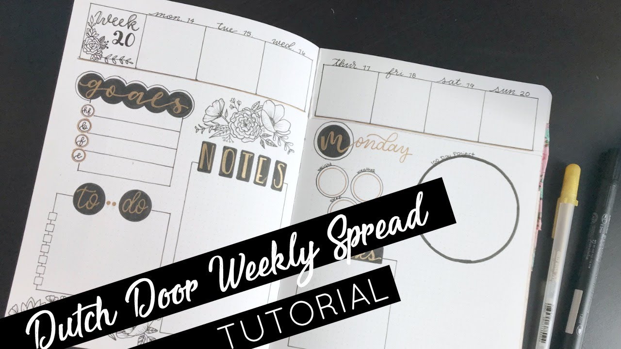 How to Create a Dutch Door Weekly Spread in Your Bullet Journal - YouTube