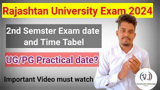 Rajashtan University Important Video. Ug 2Nd Semster, Ugpg Practical Date ?