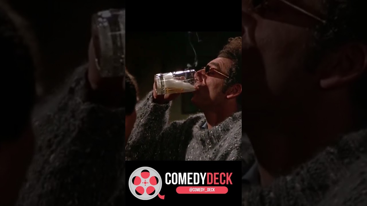 kramer drinking a beer and smoking a cigarette Gulp GIF - Kramer Gulp Drink I just realized something: Kramer