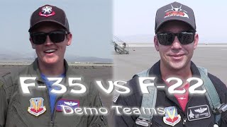 F-35 vs F-22 Demo Teams. Best of Best Pilots. Female Pilot Major Kristin \\