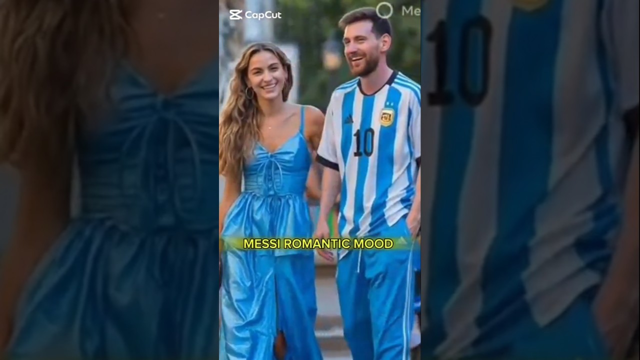 The girl's posing with Messi
