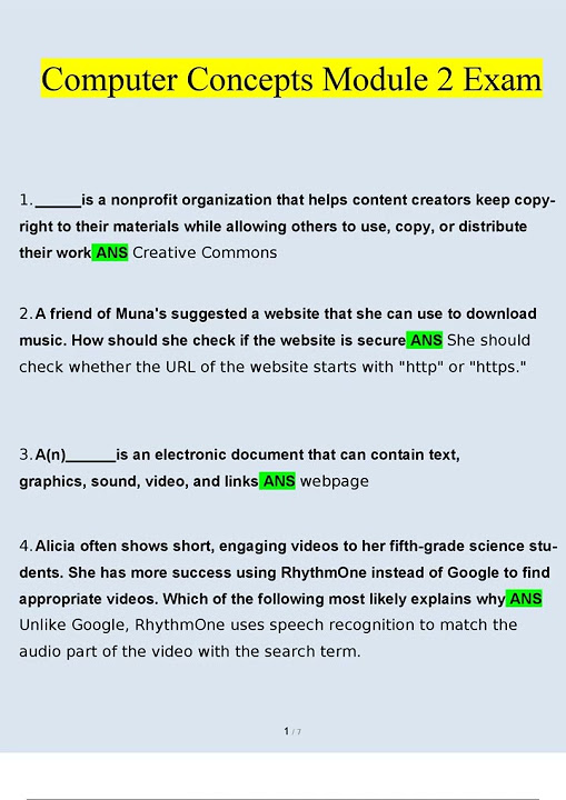 Computer Concepts Module 2 Exam 2023 Questions and Answers Verified