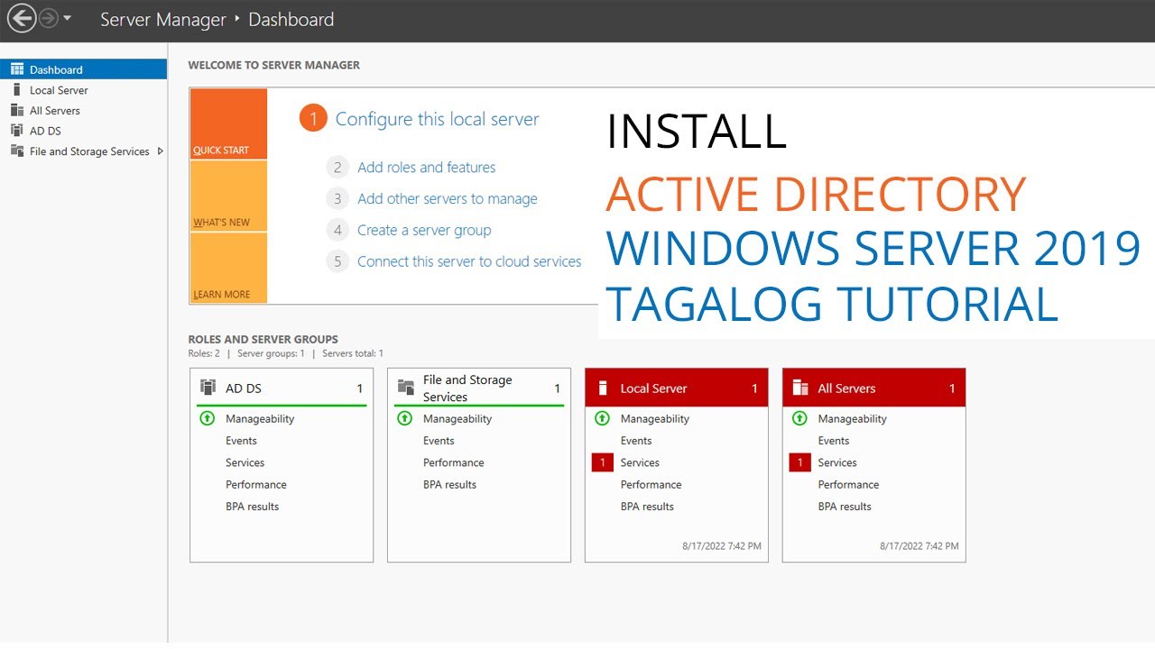 Installing active Directory in Windows Server 2019 Tagalog Tutorial ...