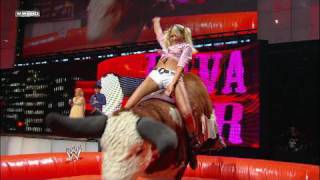 Raw guest hosts Jewel and Ty Murray have a Diva bull riding
