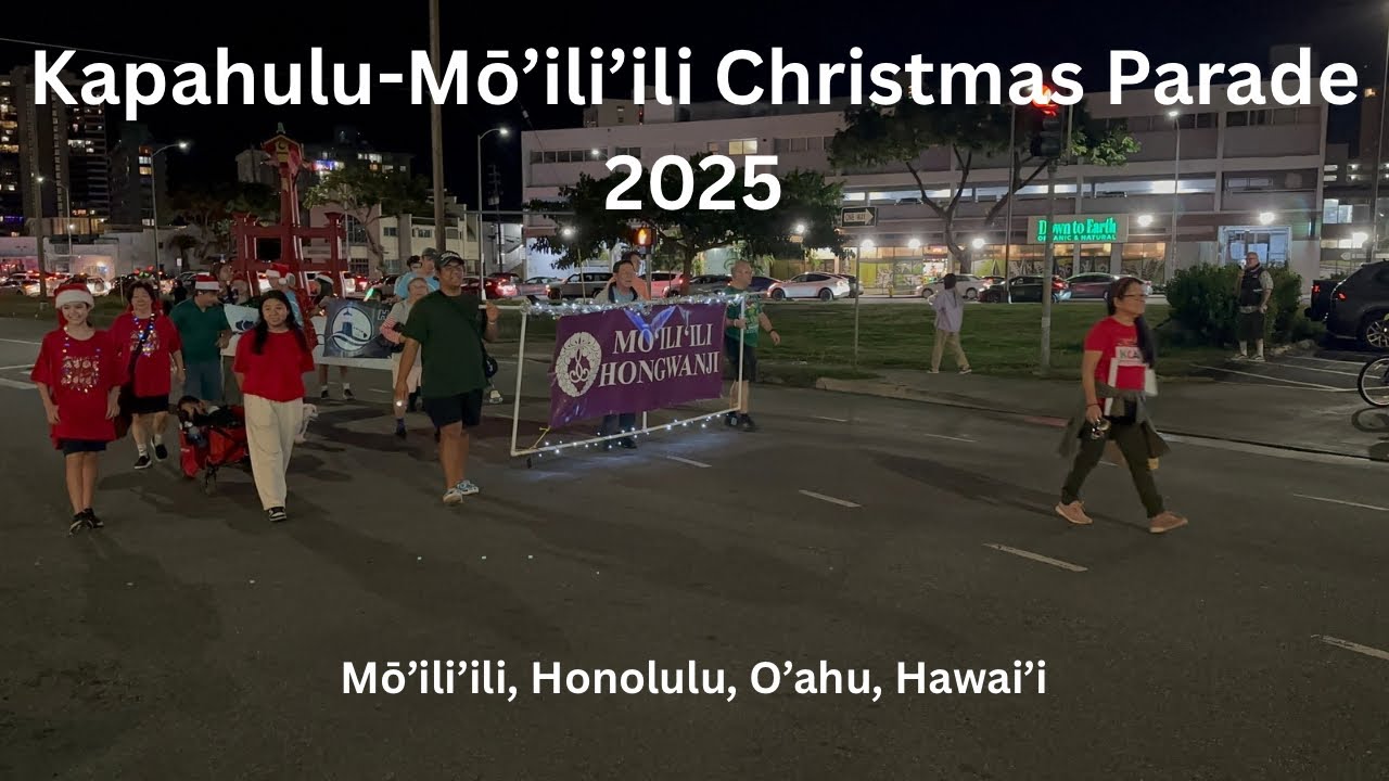 4K Kapahulu-Moiliili Christmas Parade 2025 in Moiliili, Honolulu, Oahu, Hawaii 