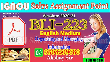 Solve Assignment Point BLI-223:ORGANISING AND MANAGING INFORMATION II 2020-21 II Whatsapp-9508209680