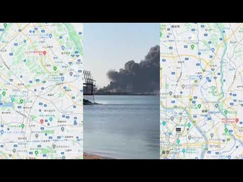 #313 ロシアの揚陸艦「オルスク Orsk」がベルジャンシク港で爆破炎上の映像 Russian warship &quot;Orsk&quot; explodes in Berdyansk port