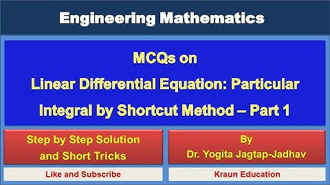 Multiple Choice Question MCQ  Linear Differential Equation Particular Integral by Shortcut Method-I