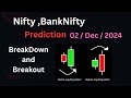 Nifty Banknifty best setup for BreakDown and Breakout 02 / Dec / 2024 #stockmarket #nifty