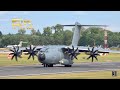 (4K) Airbus A400M Atlas C1 from the Royal Air Force ZM421 arrival RAF Fairford RIAT 2023 AirShow