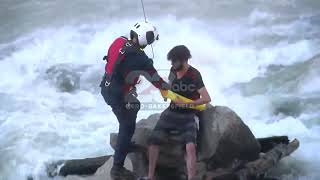 Helicopter rescues man trapped on rock in Kern River Canyon