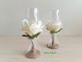 Diy, Brides Wine Glasses with Flowers, İnexpensive Diy, Gül Şeklinde Kadeh , Gelin Damat Kadehi