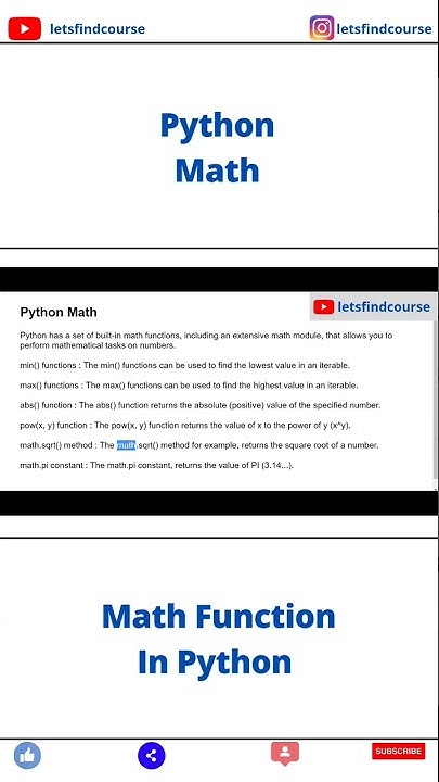 Python Math | Import Math Function In Python #python - YouTube