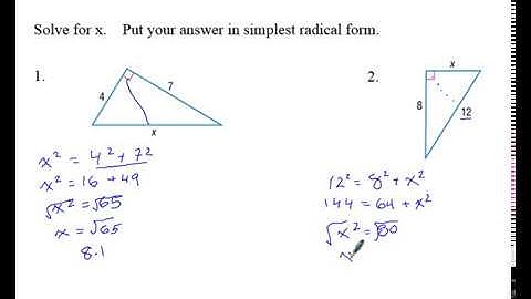 Geometry Unit 7 Section 1 Pythagorean Theorem