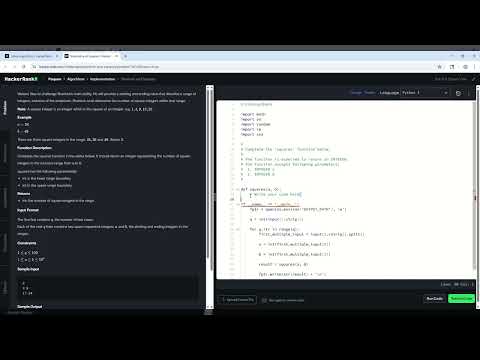 Hackerrank Problem Solving   Sherlock and Squares