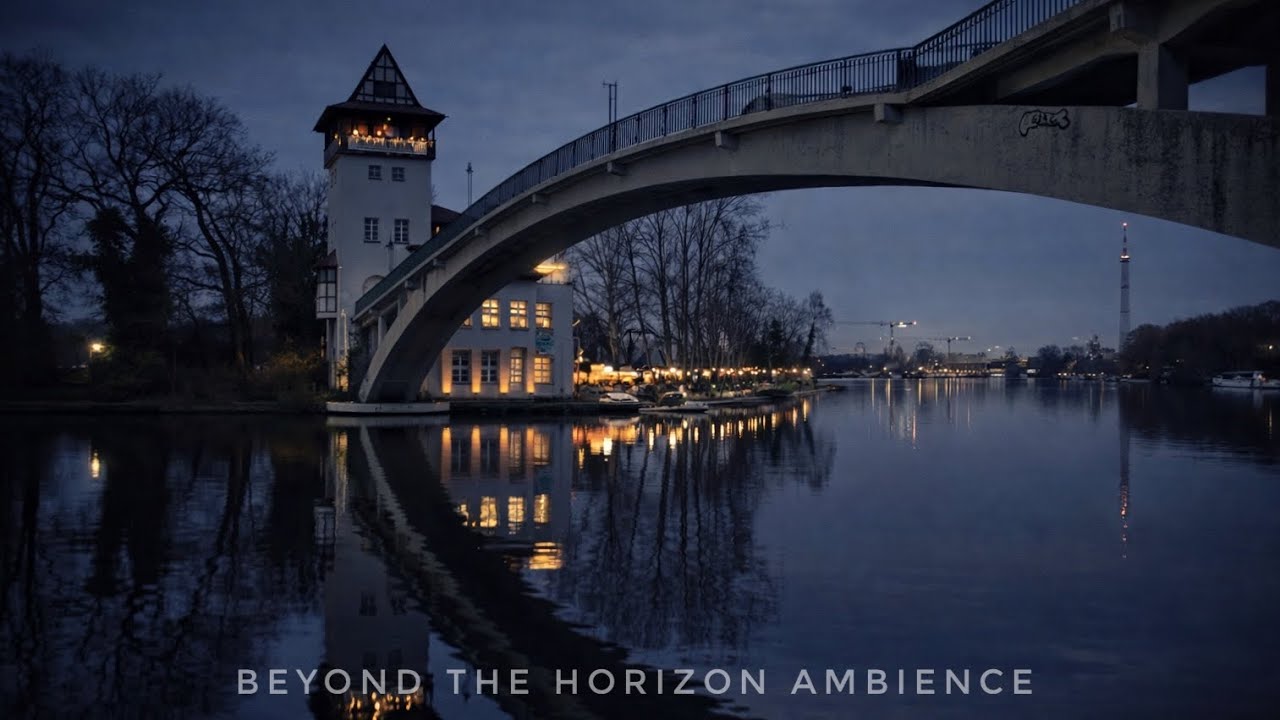 Twilight Berlin Ambience • Calm City Soundscape at the Spree | Treptower Park 4K