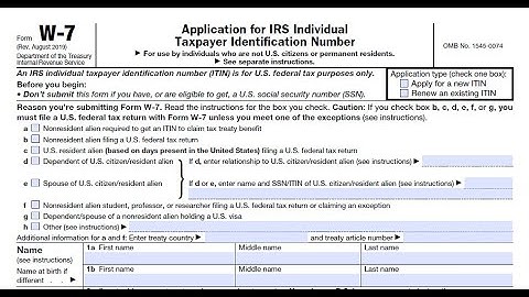 How  to fill out  Form W7 to Get  US  Individual Taxpayer Identification Number (ITIN )