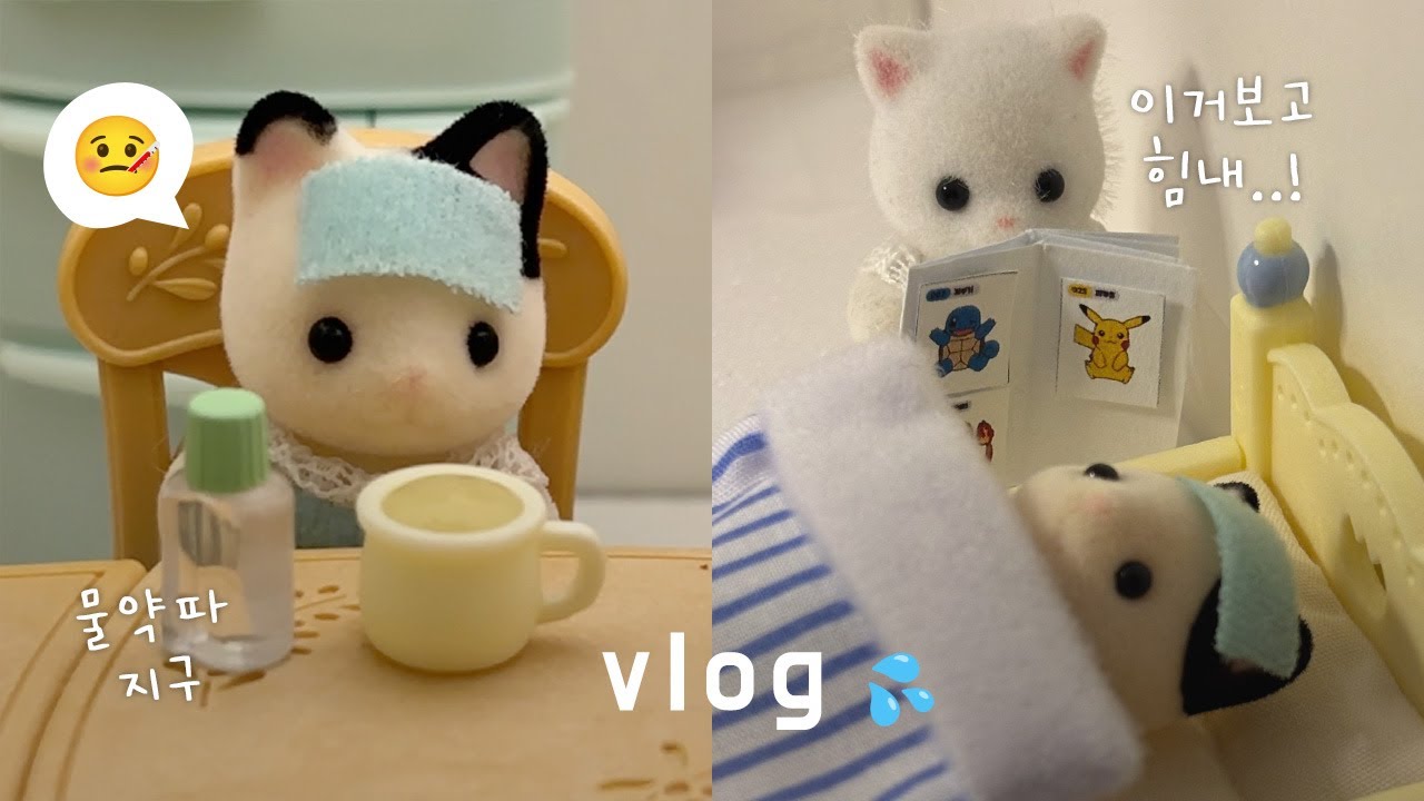 인형계 브이로그🏥 감기에 걸린 지구 간호하기! 저녁 케어 일상 | 실바니안 패밀리
