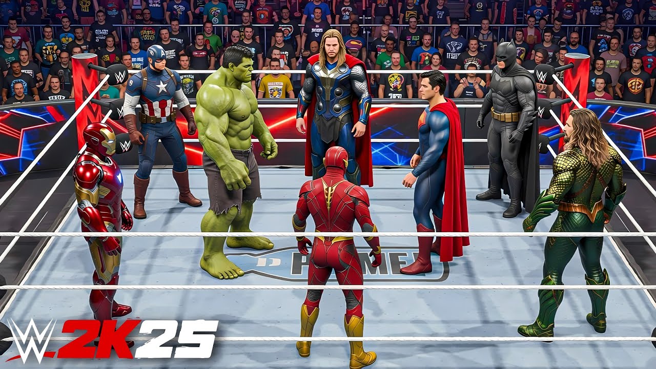 Top Marvel Avengers & DC Superheroes in Battle Royale - WWE 2K25 - YouTube