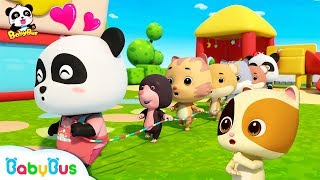 baby panda plays games in kindergarten workout for kids panda cartoon sharing song babybus