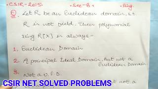 Ring theory - csir net june 2015 || ufd and pid || sec - B || Mathematical science