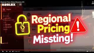 How To Solve Regional Pricing Missing On Roblox After Account Hack