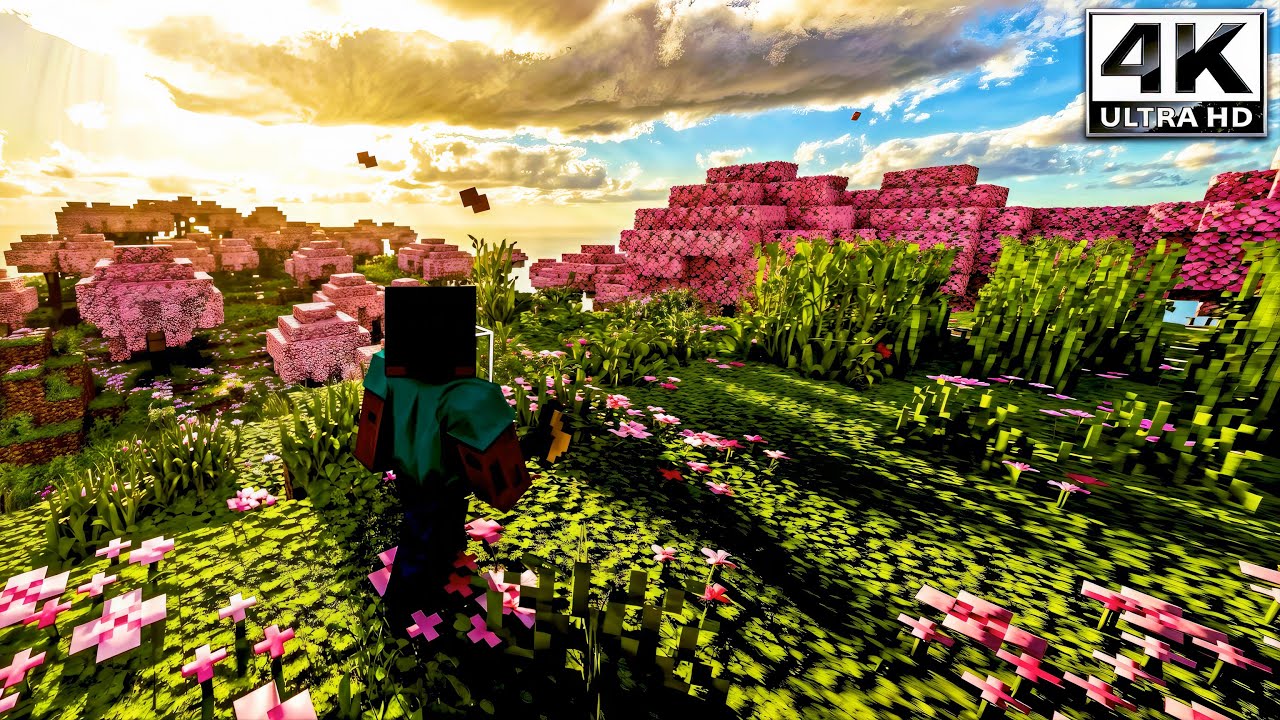 Minecraft 1.21 Cherry Blossom with Shaders- RTX 3060 Ti Ultra Realistic 4K