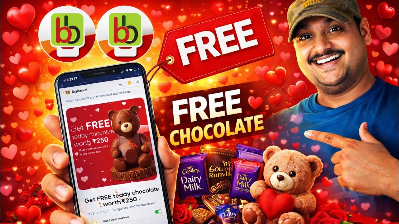 🍫😱Big Basket Free Chocolate Offer | Big Basket Valentinne Offer | Bigbasket Online Shopping 