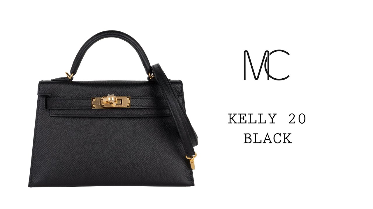 Hermes Kelly 20 Mini Sellier Bag Black Epsom Gold Hardware • MIGHTYCHIC • 