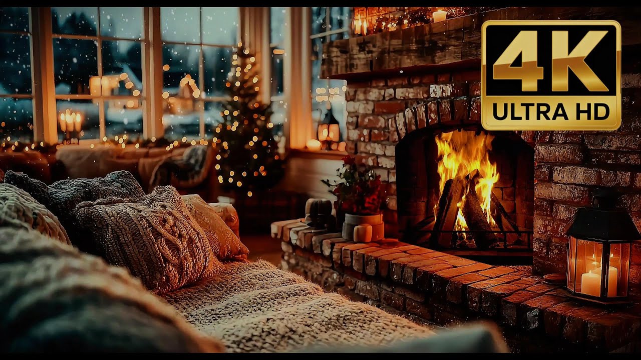 4K Ultra Cozy Fireplace Sounds 🔥 Real Crackling Fire & Winter Wind for Deep Relaxation 