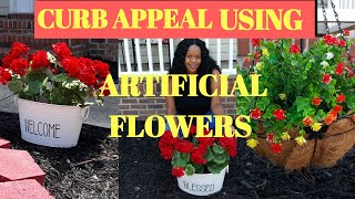 🌼NO GREEN THUMB-TRY THIS🥀 | CREATING CURB APPEAL WITH FAKE FLOWERS |🌺 BUDGET FRIENDLY 🌻