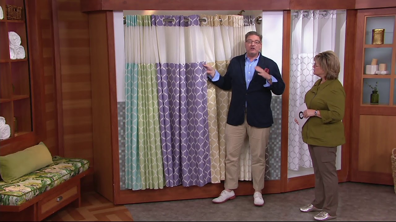 EZ ON by Hookless Ogee Print Design Shower Curtain with Liner on QVC