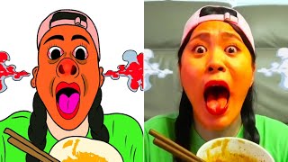 Dona Mukbang Fire Spicy Noodle Tteokbokki Funny Moment Drawing Meme