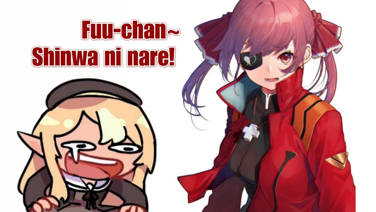 Flare can't stop laughing when Marine become Misato-san while singing Evangelion opening [Hololive]