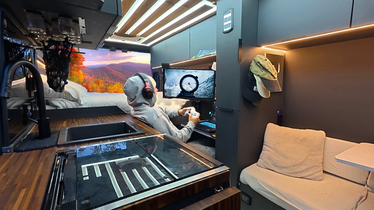 ⁣VANLIFE GAMING In the Mountains | Fall Camping & Cooking Potato Soup