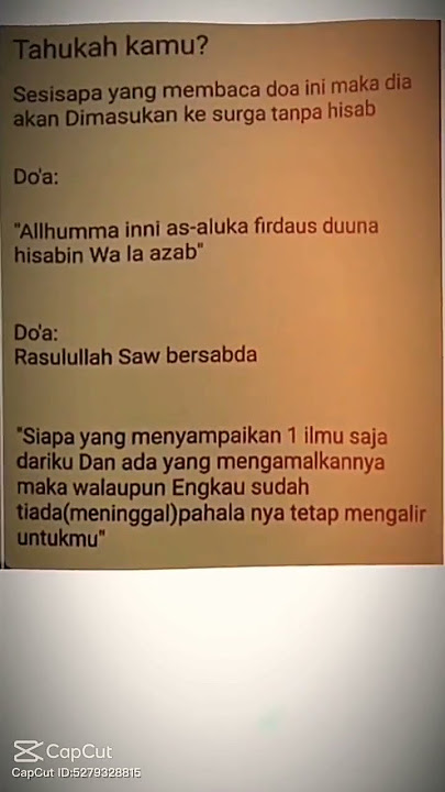 Hafalkan lah do'a ini akan bermanfaat di Akhirat kelak😊