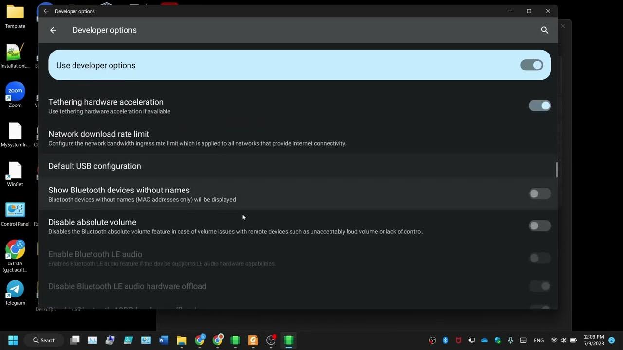 How to enable and open developer settings on windows subsystem for