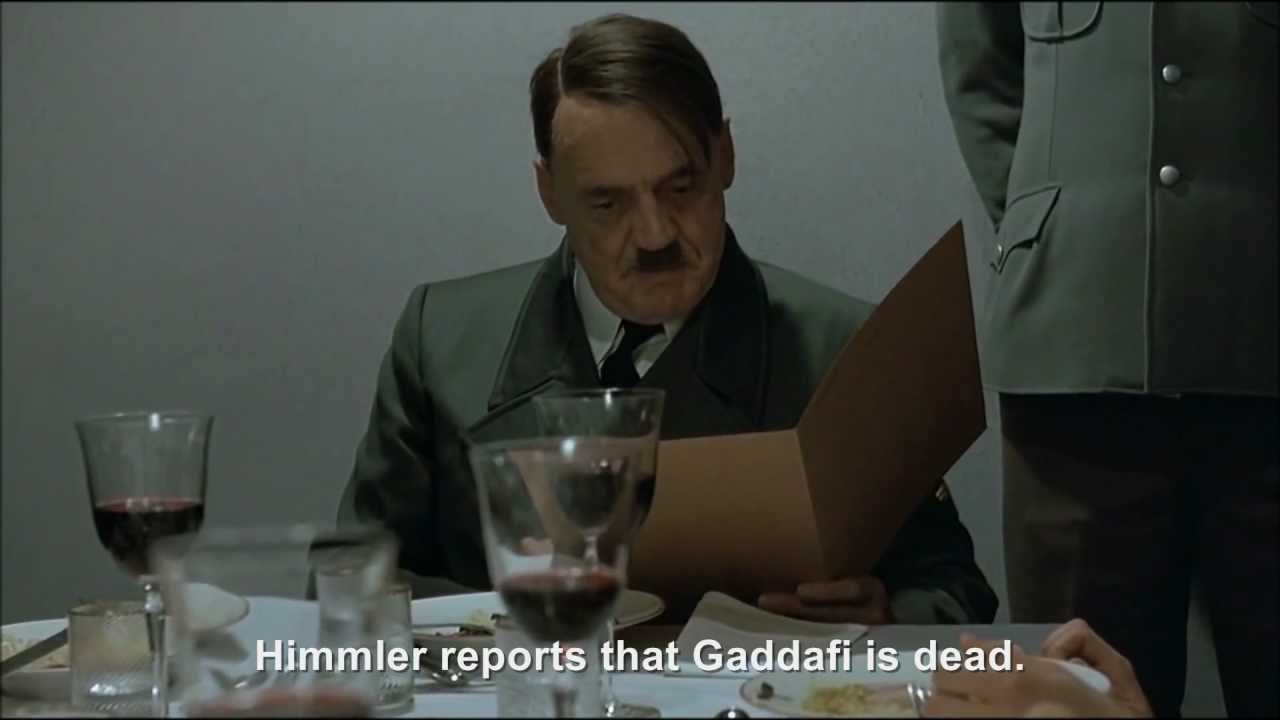 Hitler is informed Gaddafi has been killed