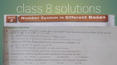 Number system in different base  solutions class 8 in Nepali Vedanta publications unit 2