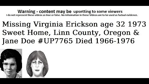 Missing Virginia Erickson age 32 1973 Sweet Home, ...