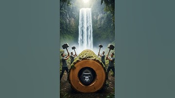 Gorilla rescue from giant log #gorillarescue #shorts #ai