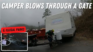 Camper Blows Through A Gate, Illegally Parked Between Two Signs & Winching Ski Mountain Pizza Again!