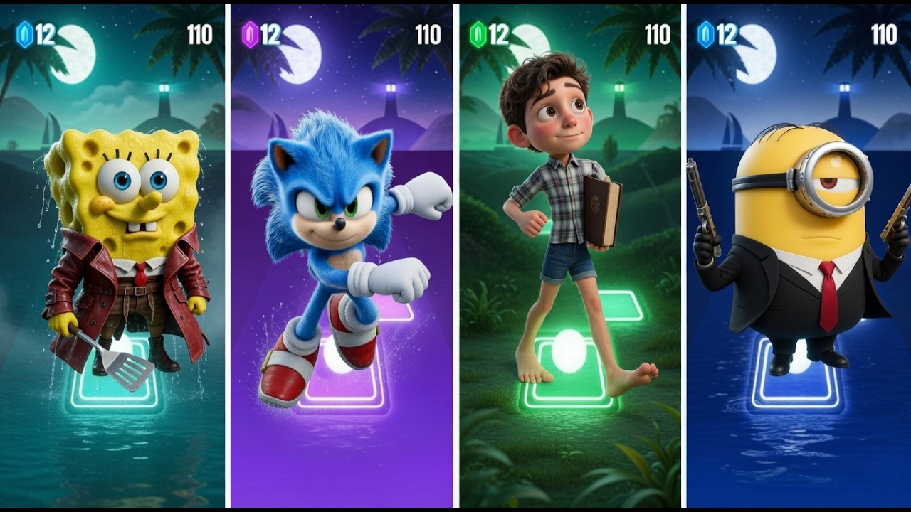 Underwater Speed Clash | SpongeBob vs Sonic vs Luca vs Minions